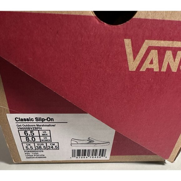 Vans Classic Slip On Get Outdoors Marshmallow Canvas Womens 8 Men’s 6.5 - Picture 6 of 6